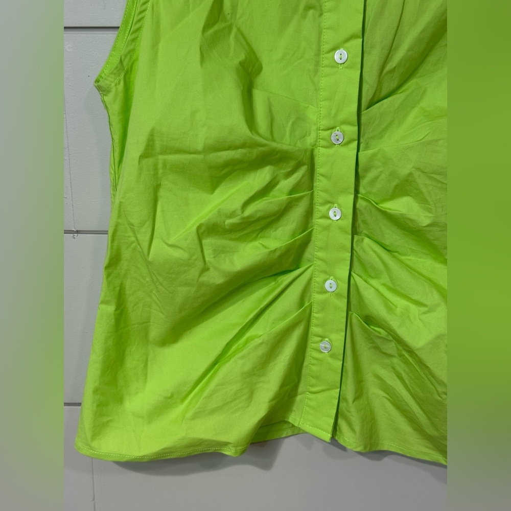 NEW The Shirt by Rochelle Behrens Zaria Sleeveless Shirt Lime Green Size XS - Picture 3 of 7